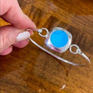 Sterling Silver Mexico Turquoise Bangle Bracelet